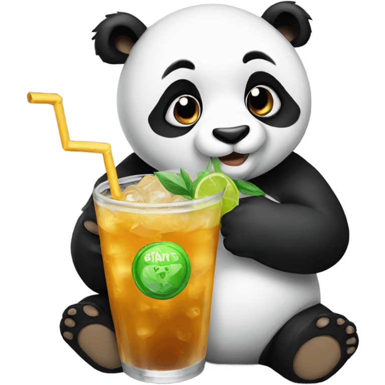 Panda with drink emoji