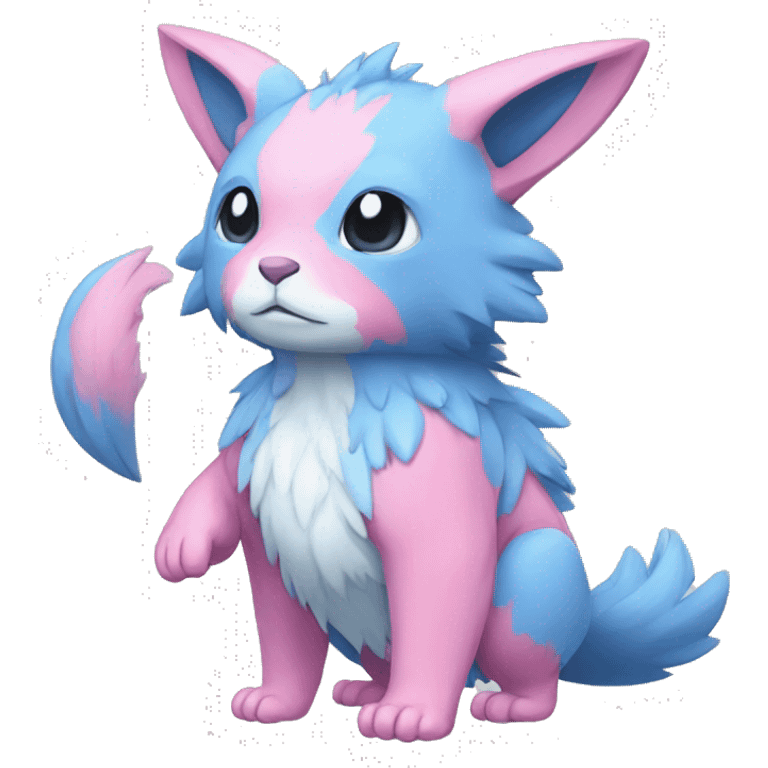 Cute cool blue pink animal hybrid Fakemon full body emoji