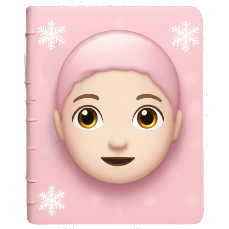 Baby pink journal with a white snowflake on the cover  emoji