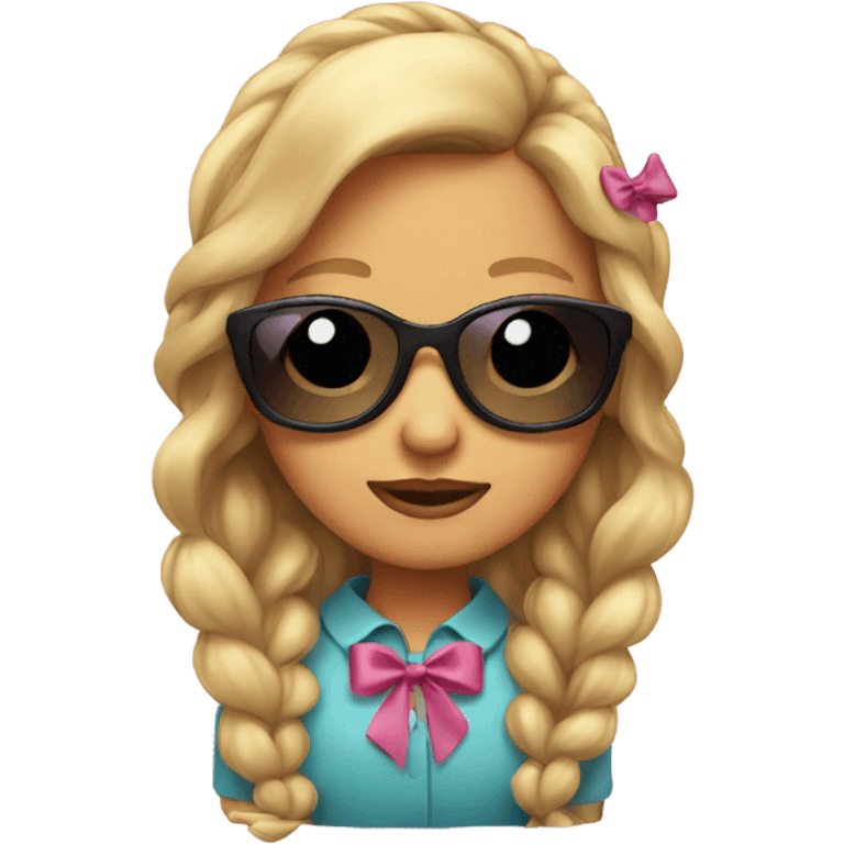 Girl with sunglasses and bow in hair emoji