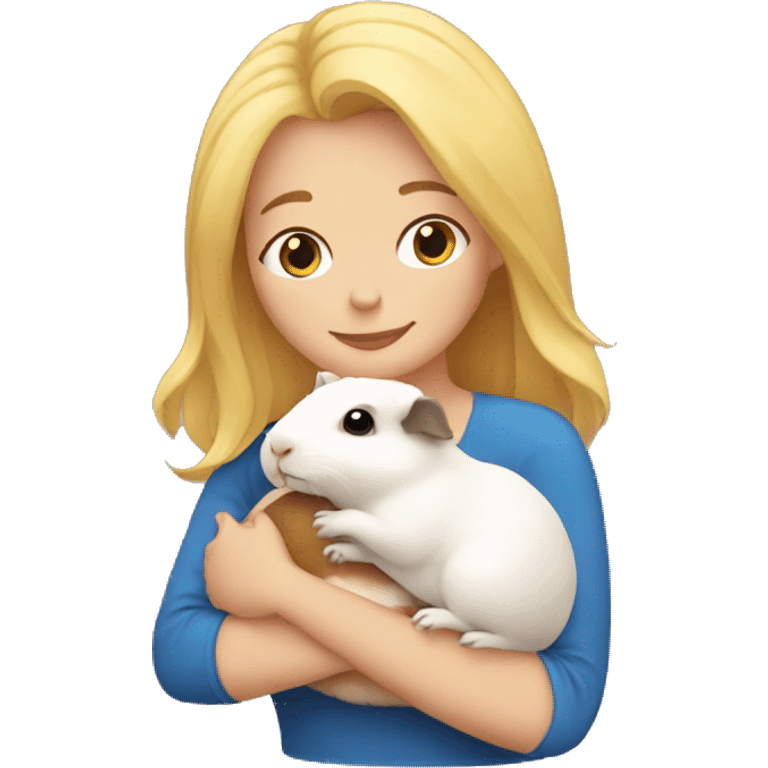 Blonde Woman hugging a guineapig emoji