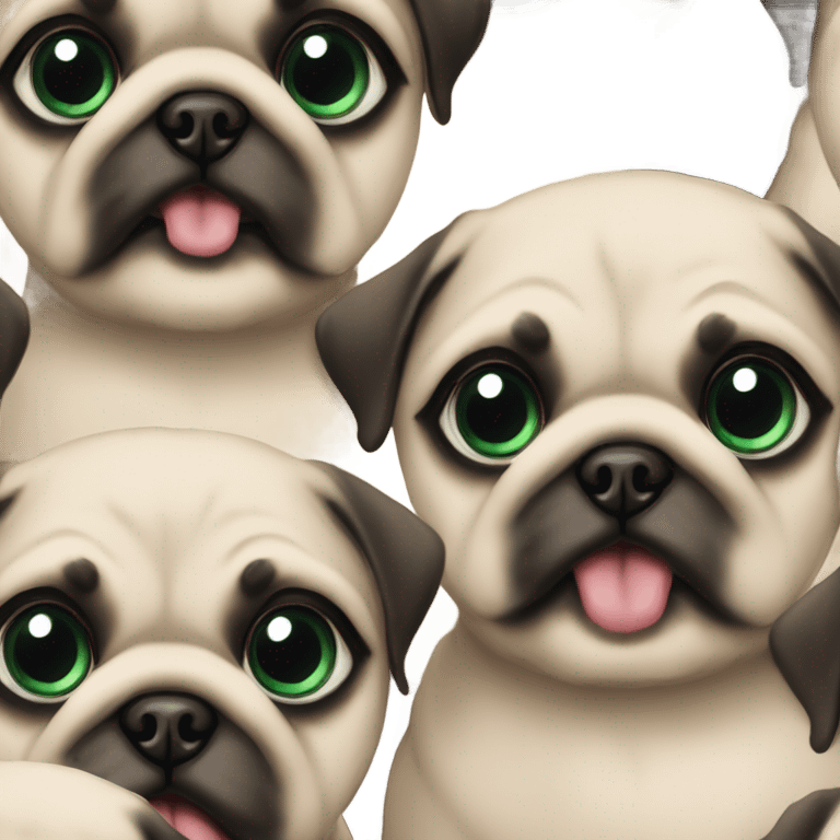 2 Baby pugs 1 with green eyes and 1 with blue  emoji