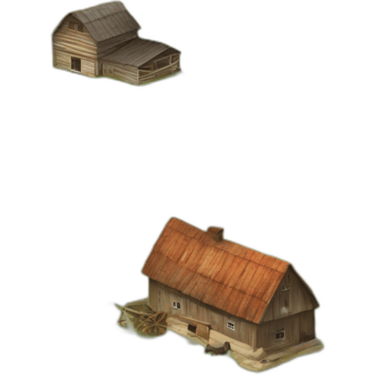 Old latvian farmstead with a farm land emoji