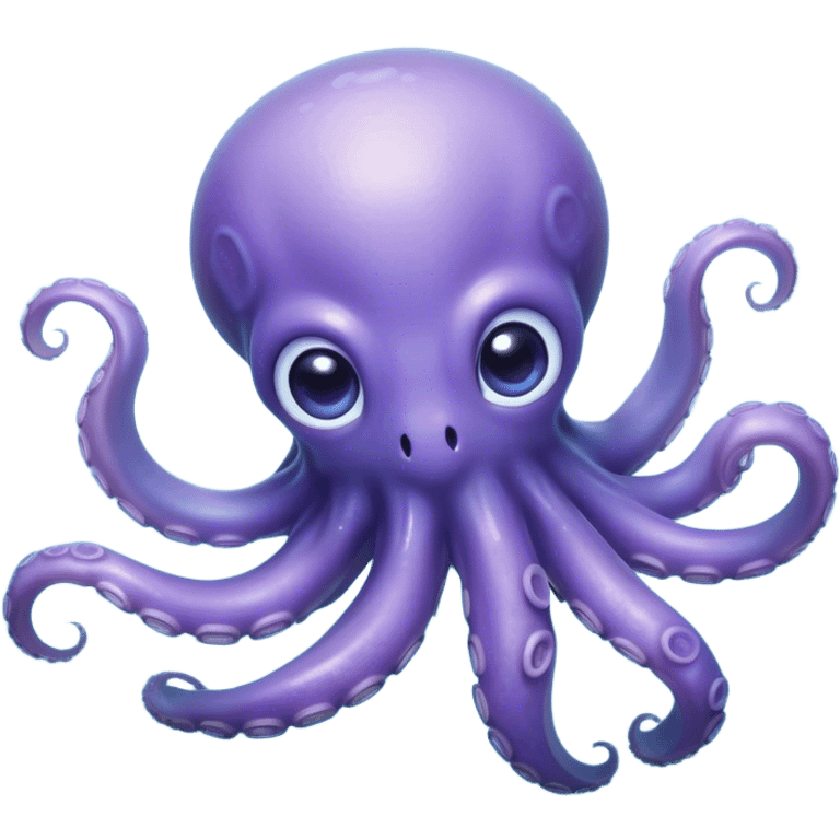 Cinematic Noble Baby Octopus Portrait Emoji, Poised and graceful, with a soft, rounded, slightly translucent body in a dreamy light blue-purple hue, large, glistening eyes full of quiet intelligence and mystery, delicate, flowing tentacles curling gently, Simplified yet sophisticated features, highly detailed, glowing with a soft, ethereal oceanic radiance, high shine, elegant and serene, stylized with an air of deep-sea wonder, focused and tranquil, soft glowing outline, capturing the essence of an otherworldly, intelligent little cephalopod, floating effortlessly in the gentle ocean currents! emoji