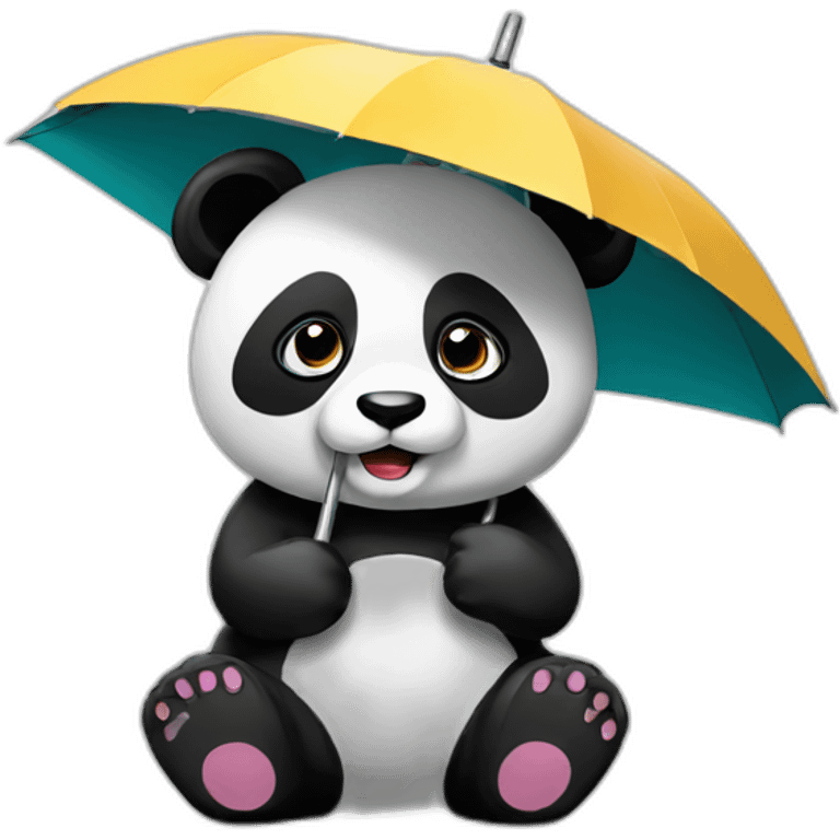 panda with an umbrella emoji