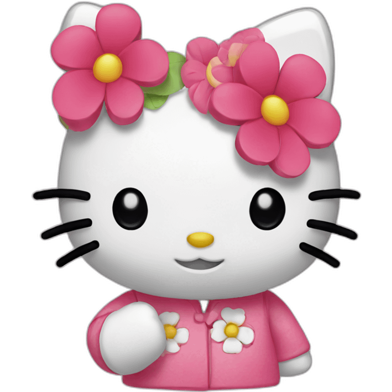 Hello kitty with flower emoji