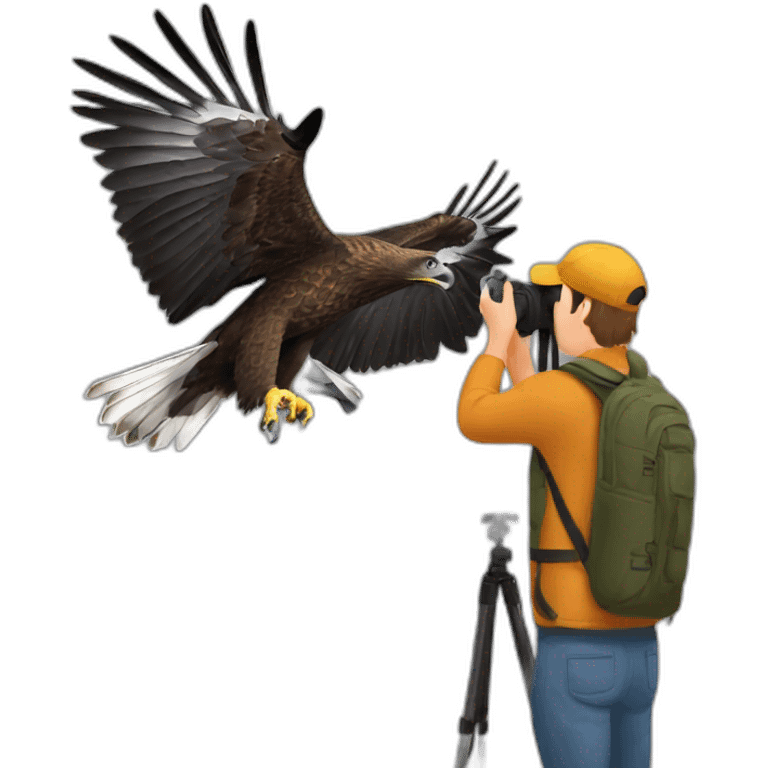 photographer shooting a Tasmanian wedge-tailed eagle emoji