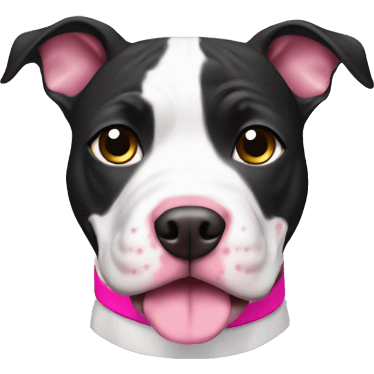 Black and white Pitbull with pink collar emoji