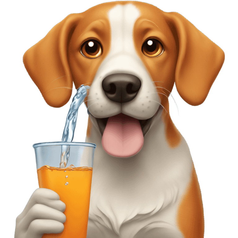 orange dog with long snout drinking water emoji