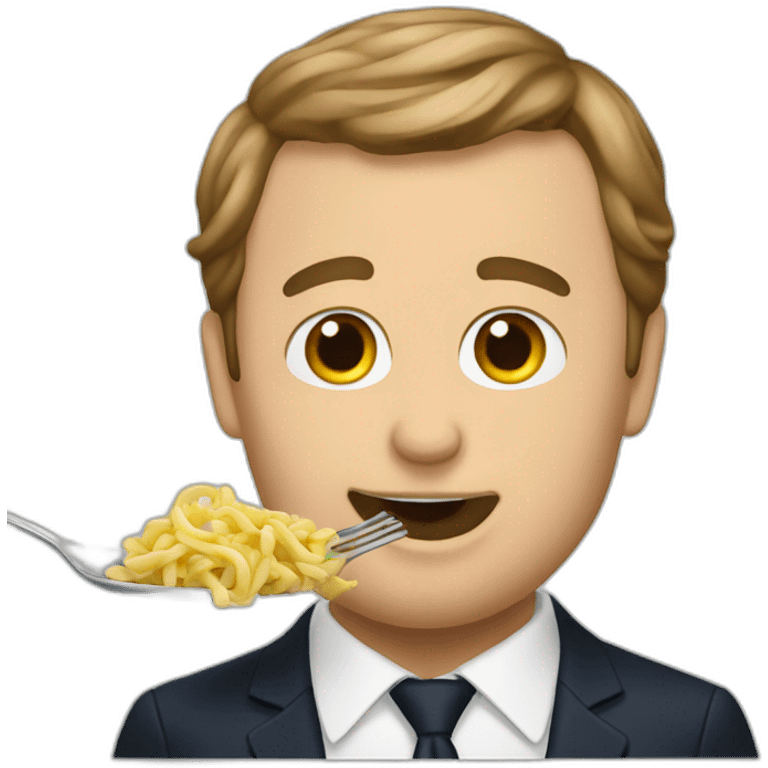 Macron eating pasta emoji