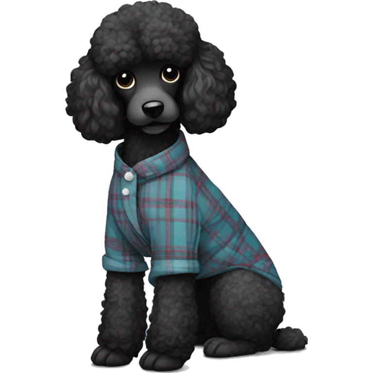 Black poodle in plaid pajamas  emoji