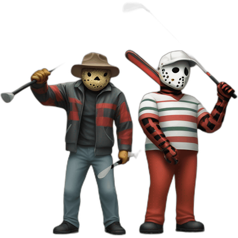 Freddy Kruger and Jason Voorhees playing golf emoji