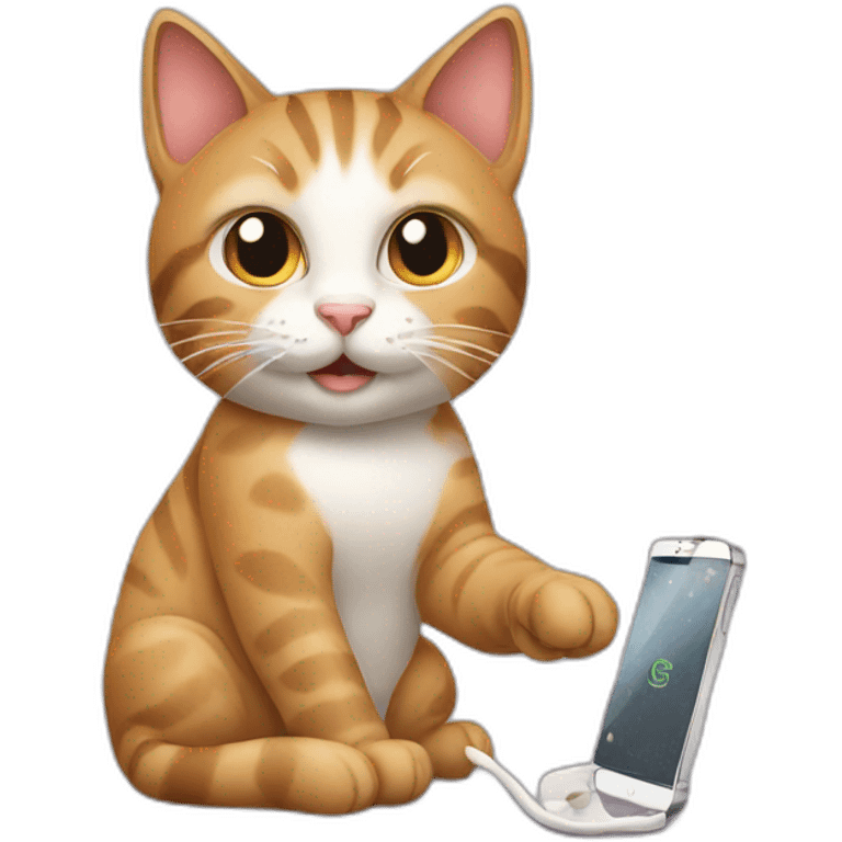 A cat working with iphone emoji