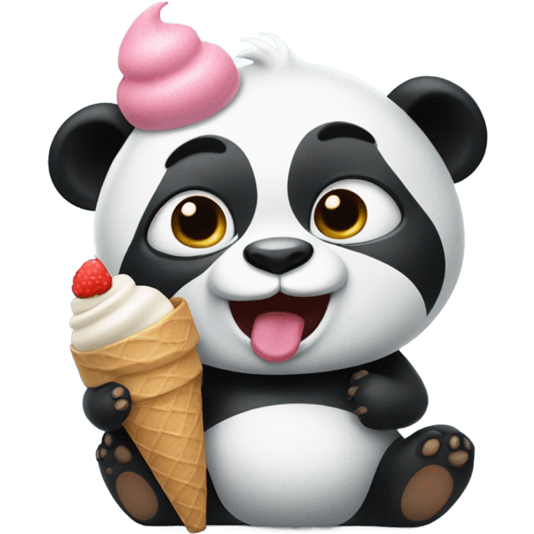 Panda eating ice cream emoji