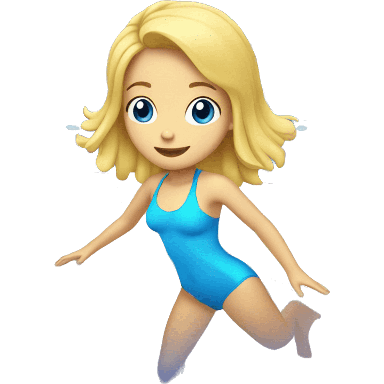 girl swimming blonde hair blue eyes full body with flippers emoji