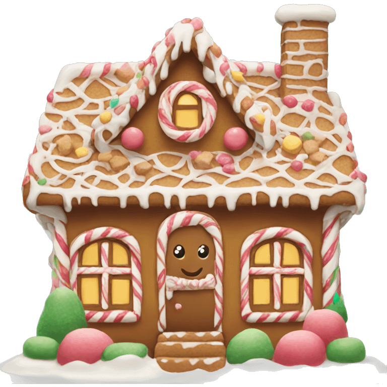 Kawaii gingerbread house emoji