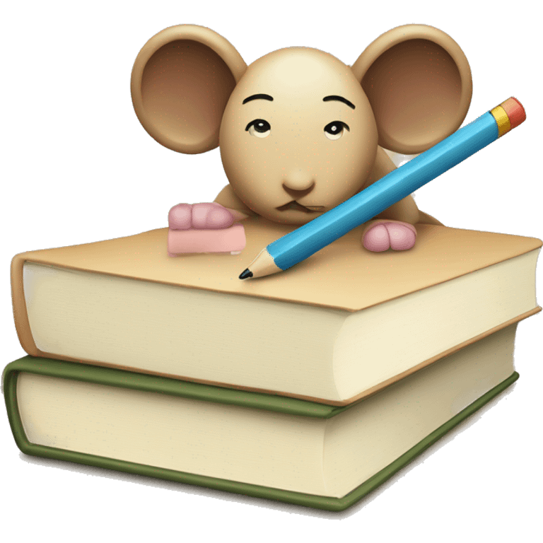 an pecil, book and mouse emoji