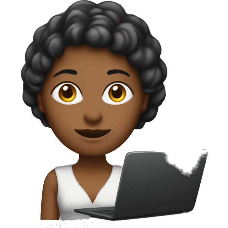 mujer de cabelloo negro con una laptop emoji