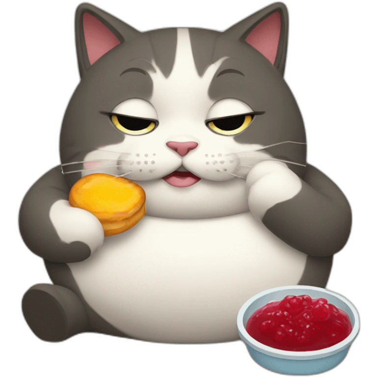 Fat cat eating jam emoji