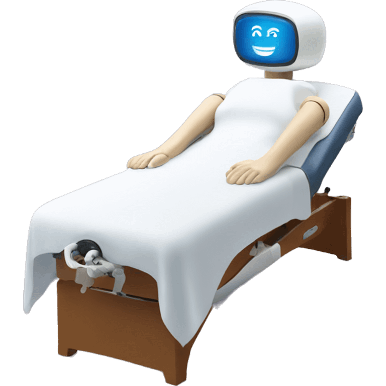 Massage from a robot on massage table emoji