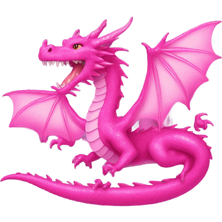 Hot pink glitter dragon breathing light pink fire  emoji