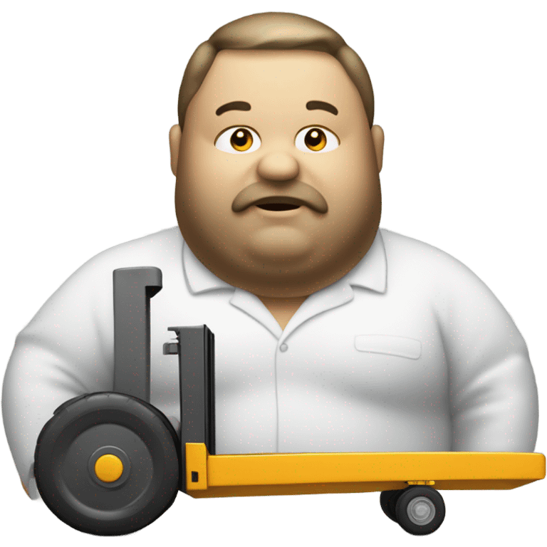 Fat man at best bargains working on the fork truck  emoji