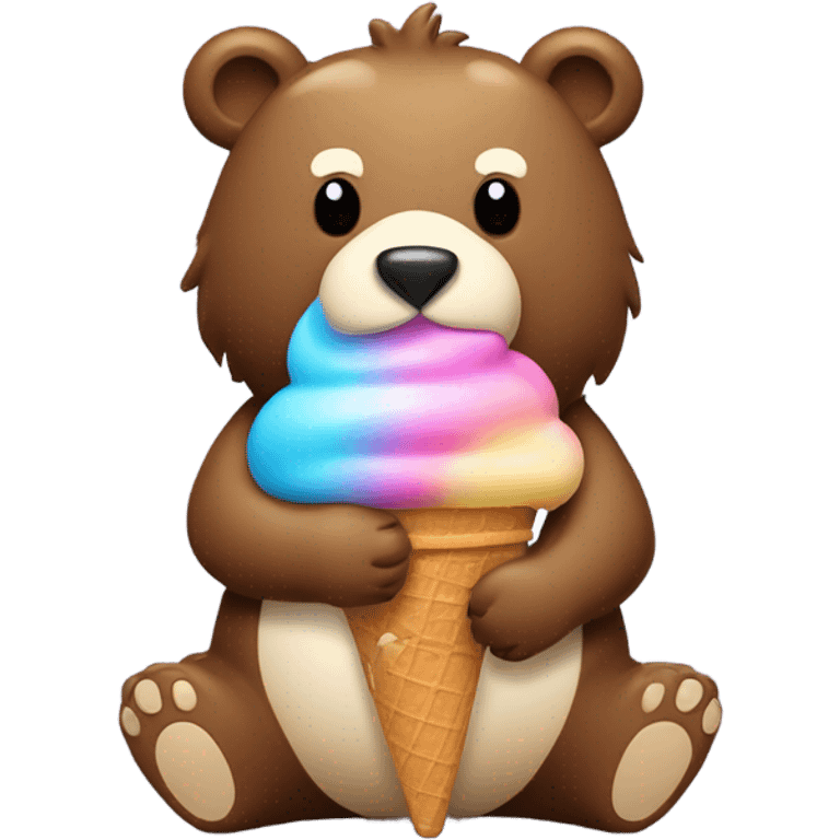 An bear eating ice cream emoji