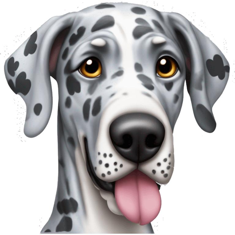 Blue Merle Great Dane with hearts on his eyes emoji