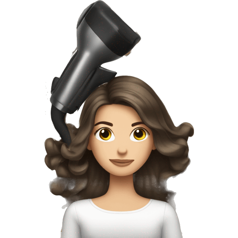 Brunette girl blow drying hair emoji