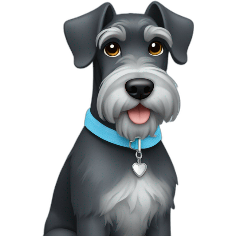 face dark schnauzer with light blue leash emoji