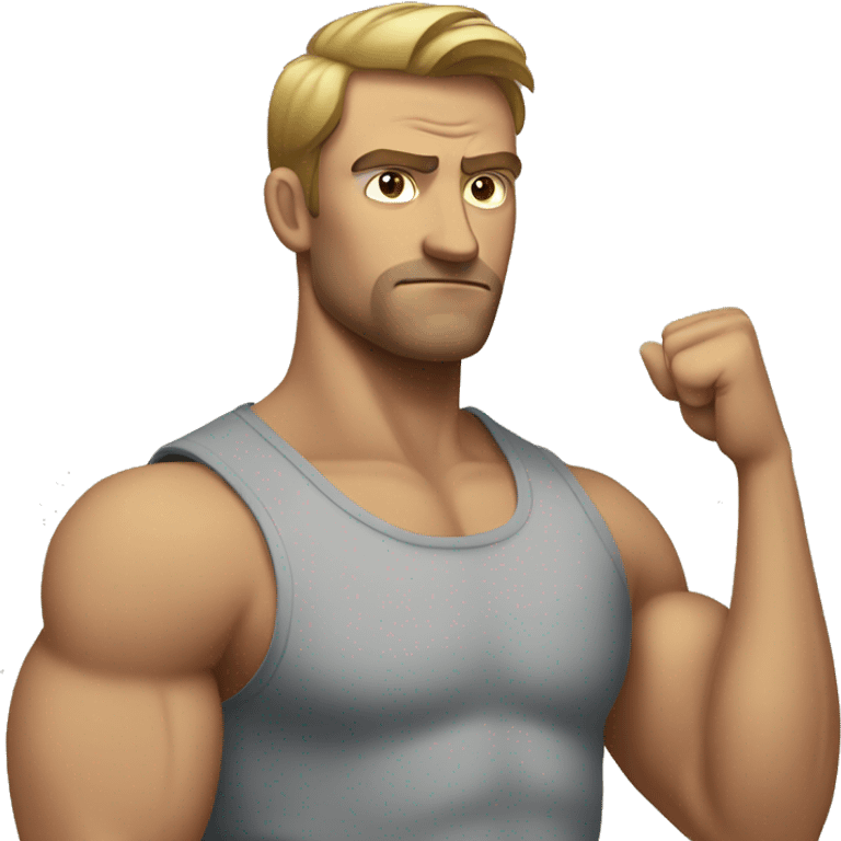 A man shows a tense biceps in the mirror emoji