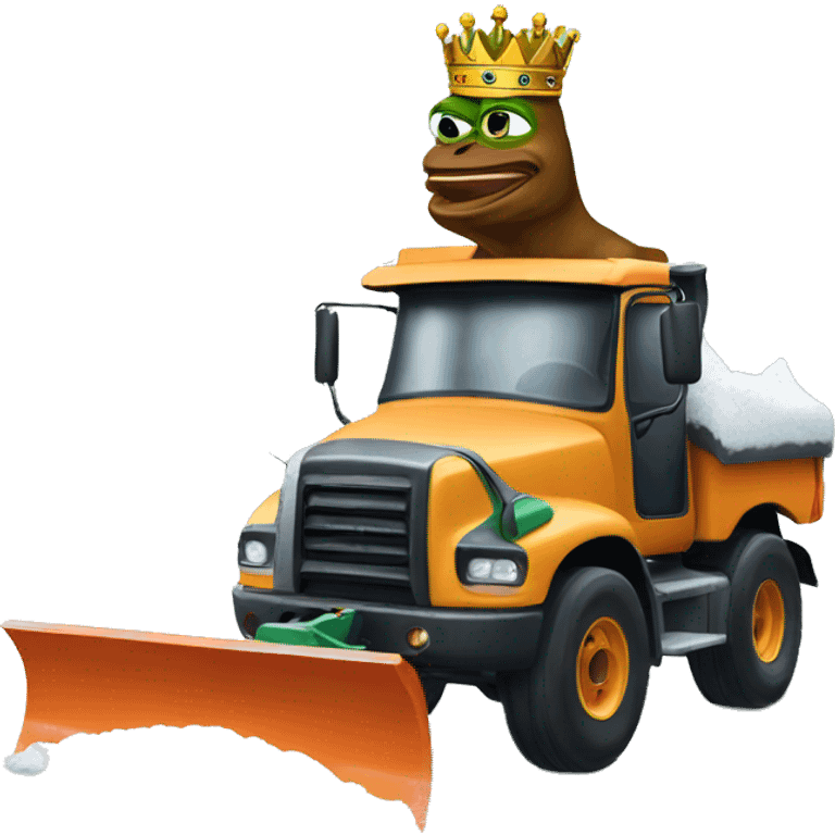 King pepe driving a snow plow emoji