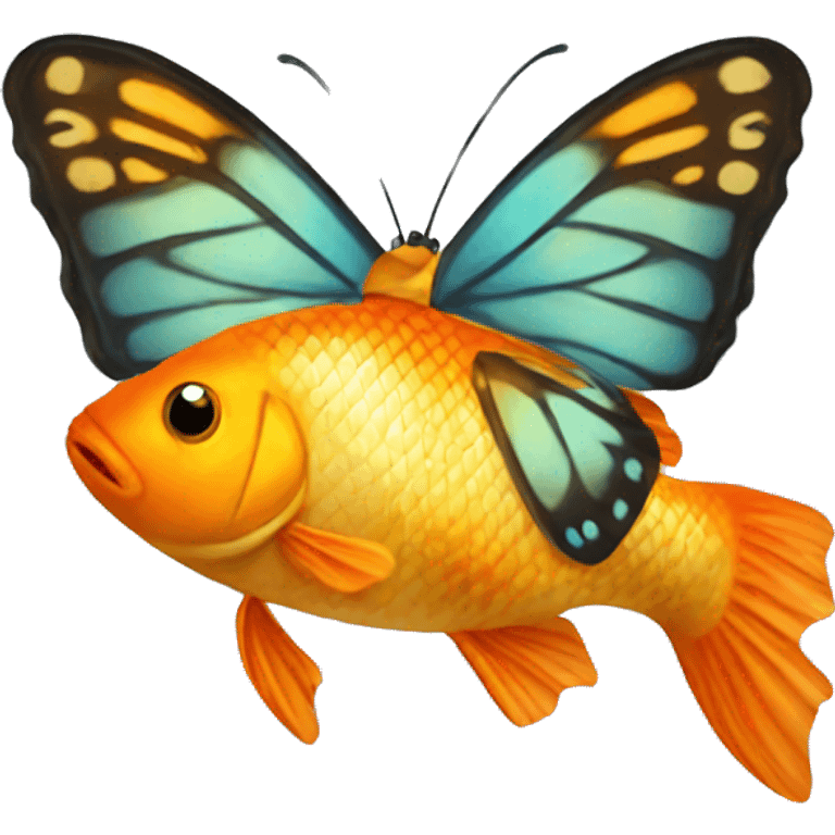 butterfly with goldfish emoji