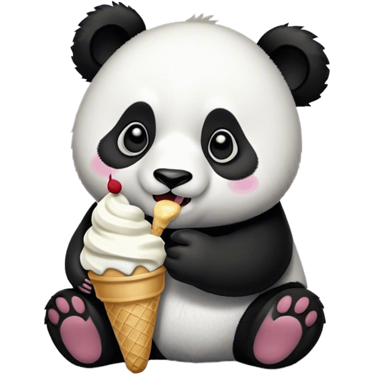 Panda eating ice cream emoji