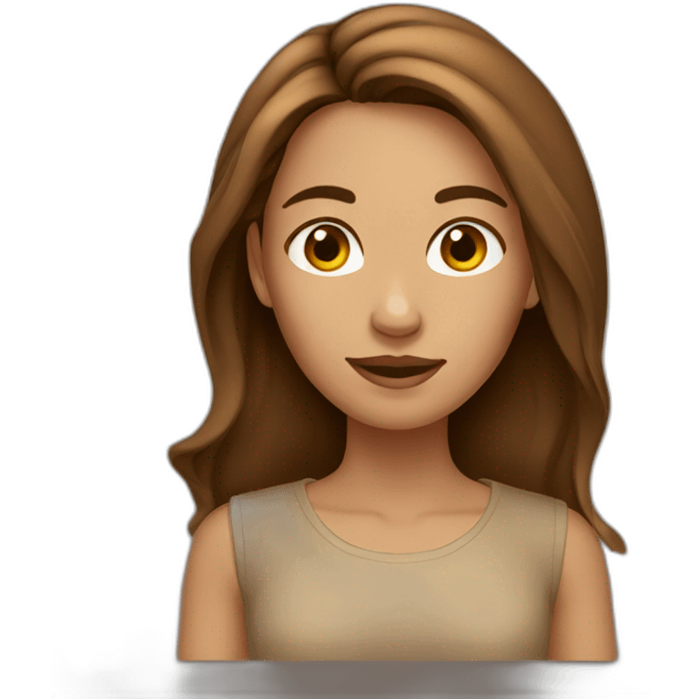 women,long brown hair , tan emoji