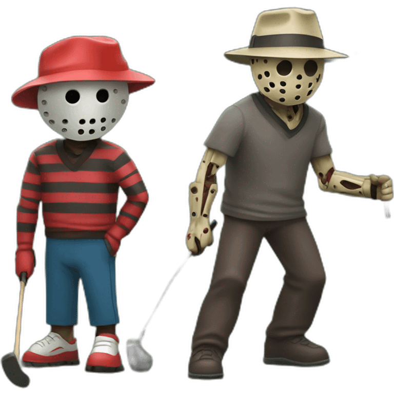 Freddy Kruger and Jason Voorhees playing golf emoji