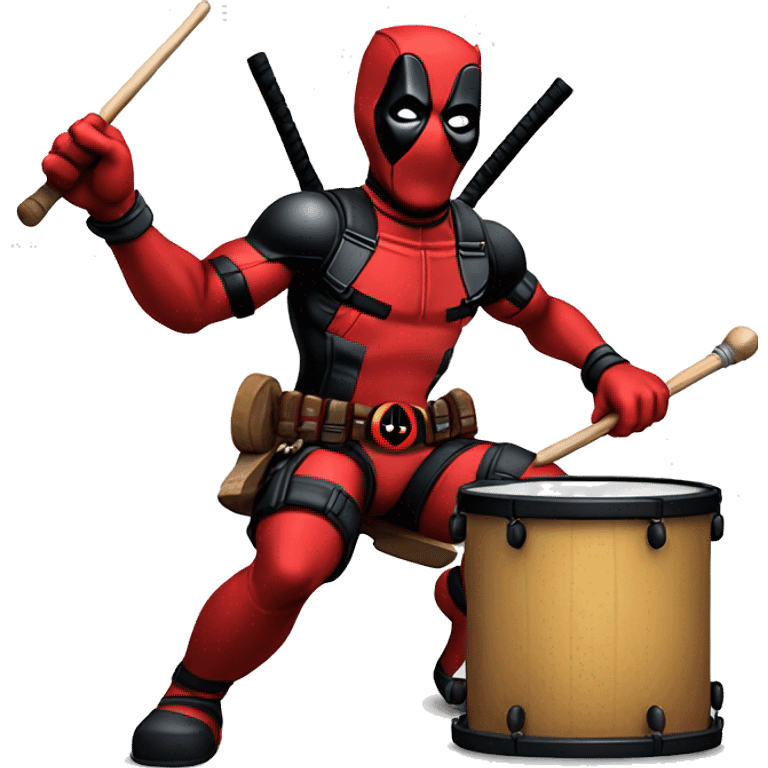 Deadpool playing drum after a bad joke emoji