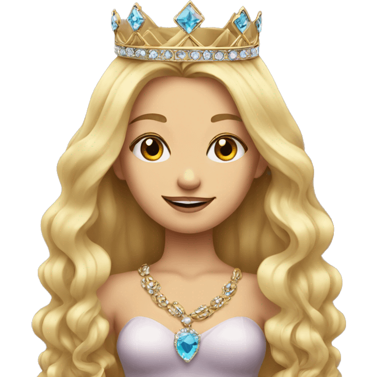 long hair blonde girl portrait with jewelry and crown  emoji