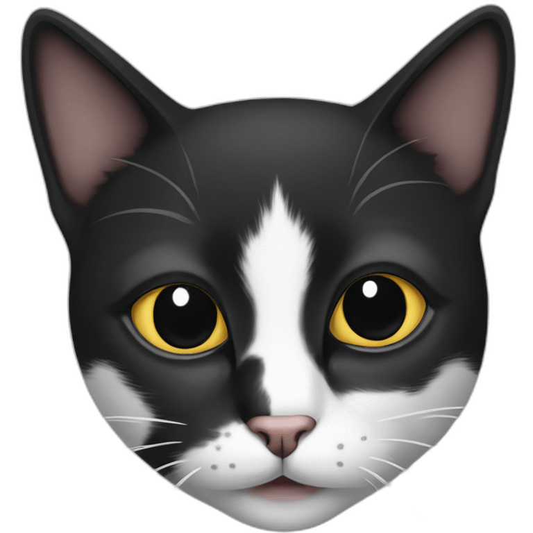 Black and white cat with black nose emoji