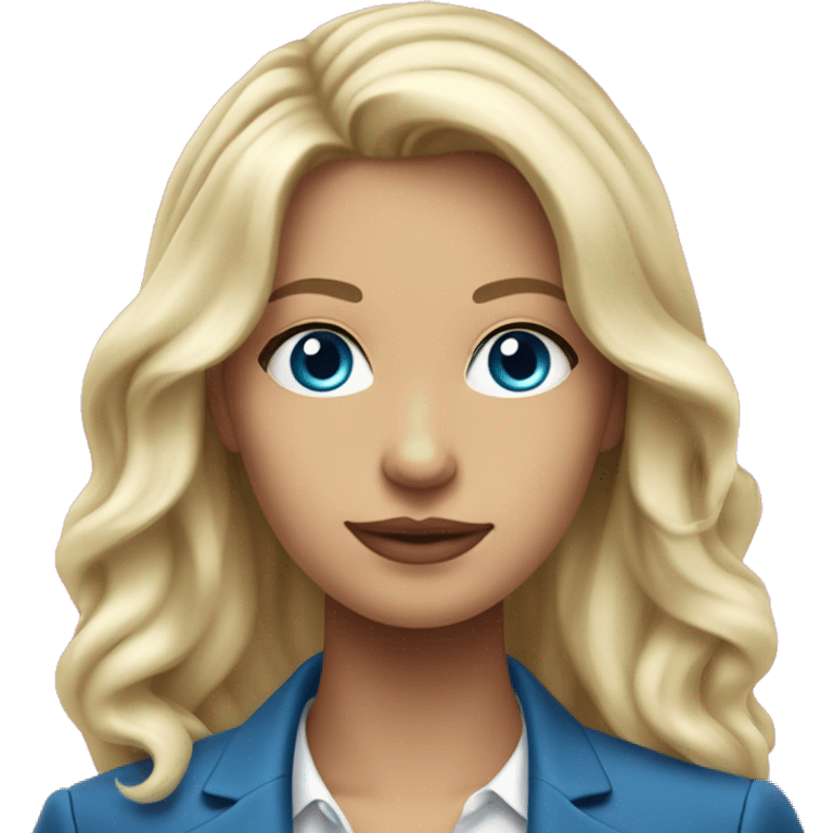 a 25 years old business woman in finance with long curled platinum blonde hair wearing hot pink blazer. she is white and has blue eyes emoji