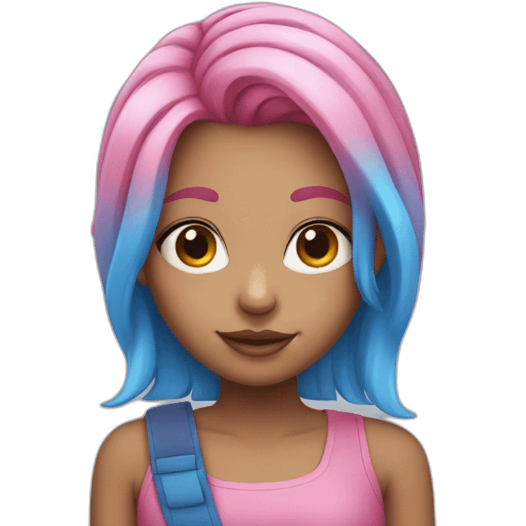 girl with pink hair with blue highlights emoji