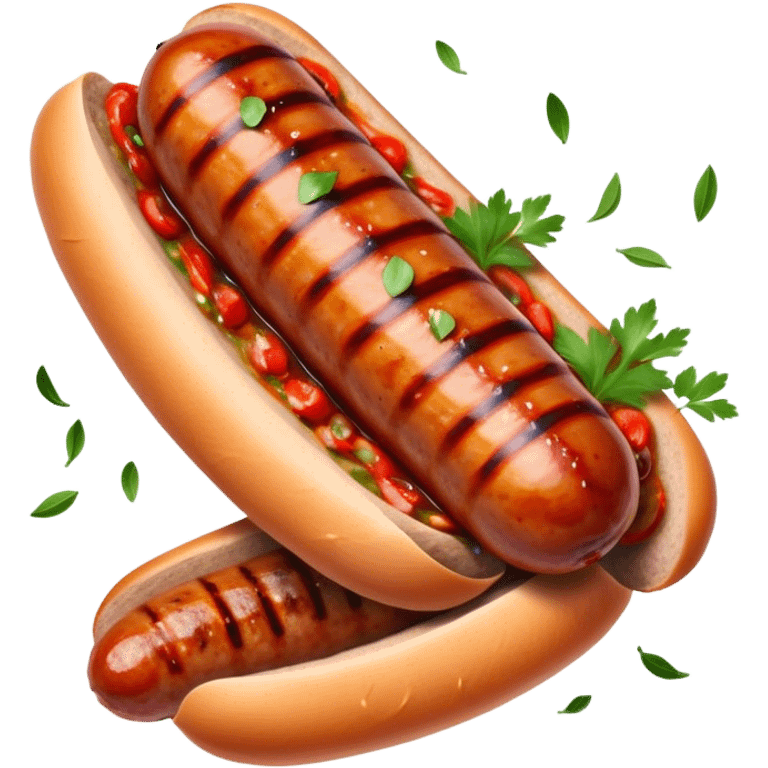 Cinematic spicy chipotle sausage, glistening with smoky, tangy sauce, charred and grilled to perfection, sliced open to reveal juicy filling, served with fresh herbs, rich and flavorful, detailed and appetizing. emoji