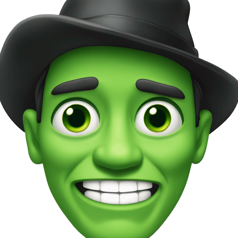 Jim Carrey in the mask but change yellow hat to black emoji