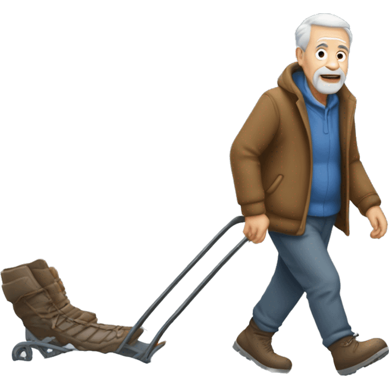 The old man who slipped while walking in the snow emoji