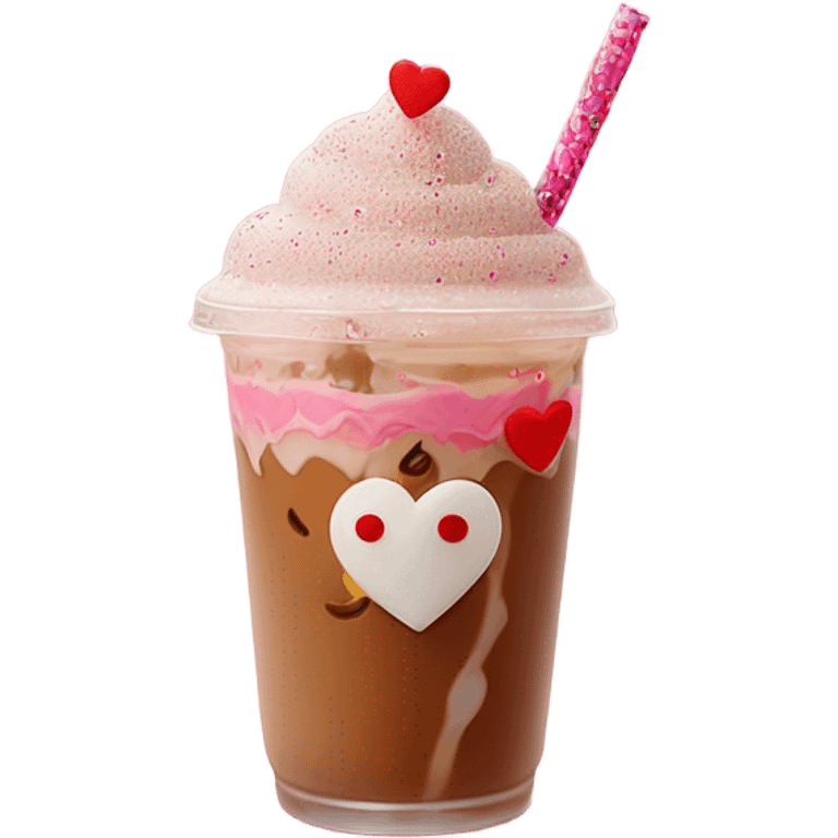 valentines themed iced coffe emoji