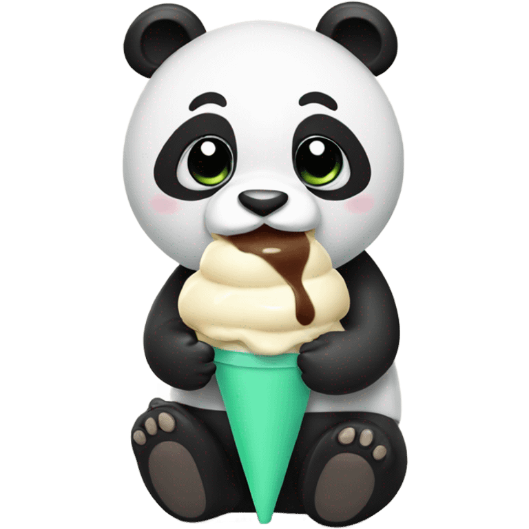 Panda eating ice cream emoji