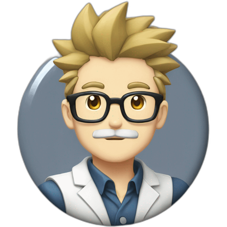 pokemon professor oak anime global trade station badge pokeball emoji