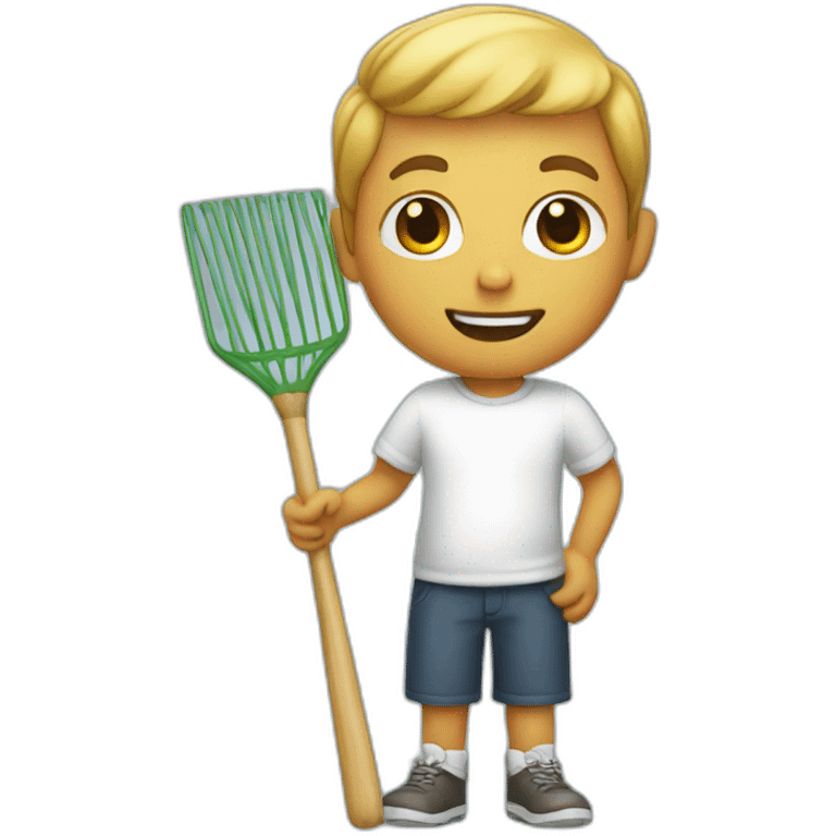 white kid holding a rake emoji