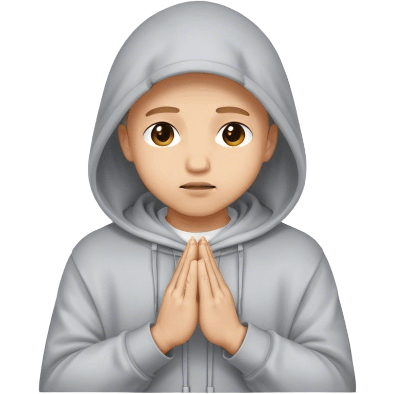 Hooded hacker praying emoji