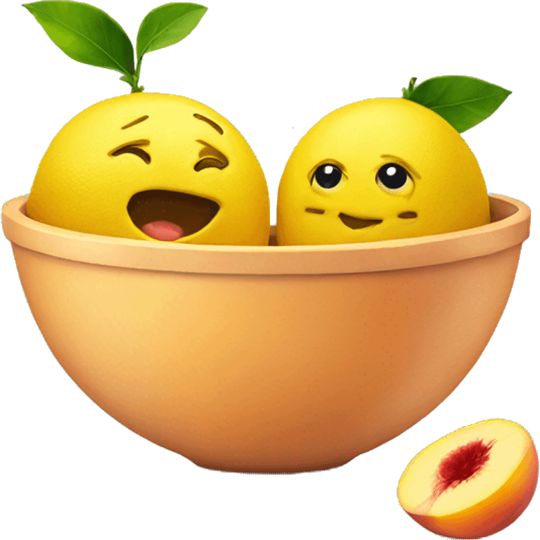 Lemon and peach in a bowl emoji